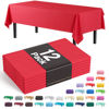 Picture of Exquisite 12-Pack Premium Plastic Tablecloth 54in. x 108in. Rectangle Table Cover - Red