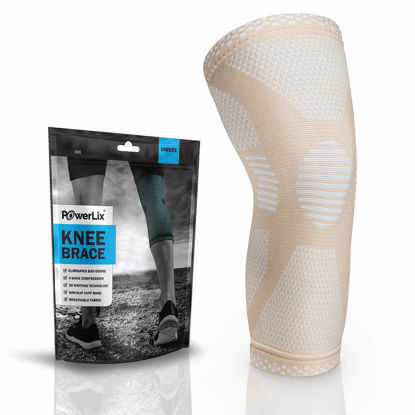 Picture of POWERLIX Leg Sleeve - Best Knee Brace for Leg Pain for Men & Women Knee Support for Running, Basketball, Volleyball, Weightlifting, Gym, Workout, Sports Please Check Sizing Chart