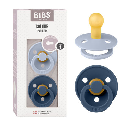 Picture of BIBS Pacifiers 0-6 Months | 2-Pack Soothers | BPA-Free Round Nipple | Made in Denmark | Dusty Blue/Steel Blue Colour Pacifier