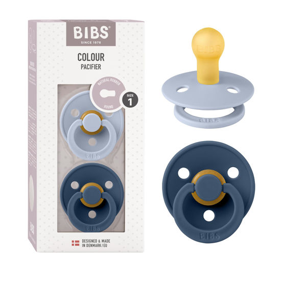 Picture of BIBS Pacifiers 0-6 Months | 2-Pack Soothers | BPA-Free Round Nipple | Made in Denmark | Dusty Blue/Steel Blue Colour Pacifier