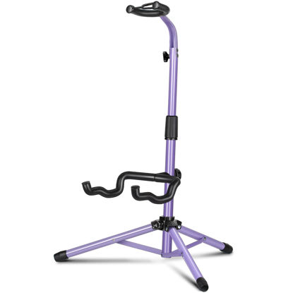 Picture of CAHAYA Guitar Stand Floor - Folding Universal Guitar Holder for Acoustic Electric Guitars Bass Guitar (Purple)