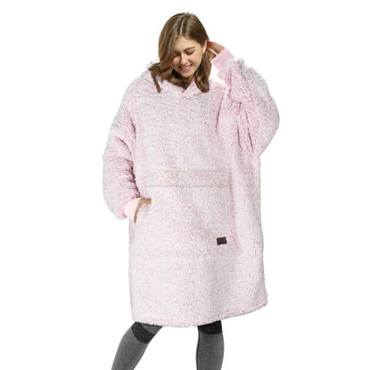 Picture of Catalonia Oversized Wearable Blanket Hoodie Sweatshirt, Comfortable Fluffy Sherpa Lounging Pullover for Adults Men Women Wife Girlfriend, Gift for Her