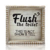 Picture of ZLFart 6.3" Flush Toilet Sign Bathroom Rules White Black, Farmhouse Shelf Antique Boho Funny Restroom Quote, Guest Supplies Decor Signage, Vintage Home Gender Neutral Small Women Man