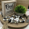 Picture of ZLFart 6.3" Flush Toilet Sign Bathroom Rules White Black, Farmhouse Shelf Antique Boho Funny Restroom Quote, Guest Supplies Decor Signage, Vintage Home Gender Neutral Small Women Man