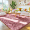 Picture of OLANLY Area Rugs for Living Room Bedroom, Machine Washable 4x5.9 Feet Soft Fluffy Shaggy Bedside Rug, Indoor Floor Carpet for Kids Girls Boys, Dorms, Nursery Rooms, Home Decor Aesthetic, Pale Pink