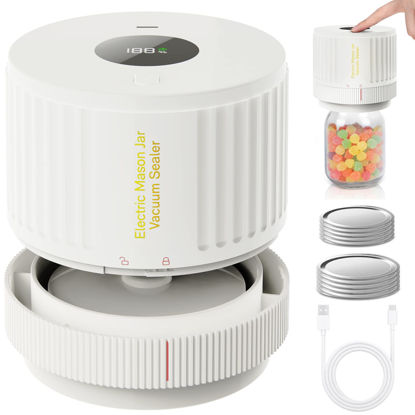 Picture of LOVE MOMENT Electric Mason Jar Vacuum Sealer Kit for Wide Mouth and Regular Mouth Mason Jar - White