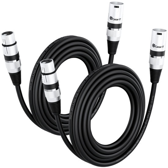 Picture of GearIT DMX to DMX Stage Lighting Cable (25 Feet, 2-Pack) DMX Male to Female (XLR Compatible) 3-Pin Balanced Shielded for DJ LED Moving Head Par Light, Mic Mixer, Recording Studio, Podcast - 25ft