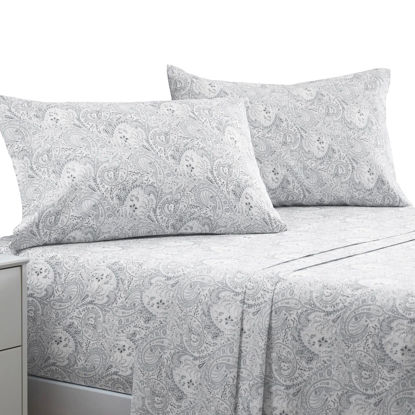 Picture of Mellanni Queen Sheets Set - 4 PC Iconic Collection Bedding Sheets & Pillowcases - Hotel Luxury, Extra Soft, Cooling Bed Sheets - for Women, Men, Kids & Teens (Queen, Paisley Gray)