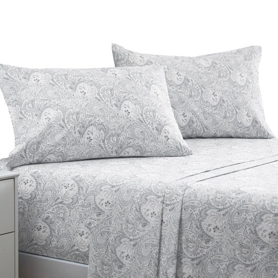 Picture of Mellanni Queen Sheets Set - 4 PC Iconic Collection Bedding Sheets & Pillowcases - Hotel Luxury, Extra Soft, Cooling Bed Sheets - for Women, Men, Kids & Teens (Queen, Paisley Gray)