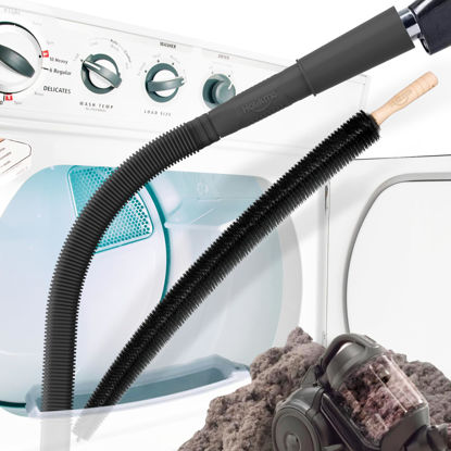 Picture of Holikme 2 Pieces Dryer Vent Cleaner Kit, Dryer Lint Vacuum Attachment and Flexible Dryer Lint Brush, Vacuum Hose Attachment, Black