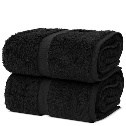 Picture of Chakir Turkish Linens, 100% Cotton Premium Quality Turkish Bath Sheets (35''x70'' Large Bath Sheet Towels - Black)