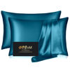 Picture of Silk Pillowcase 2 Pack, Mulberry Silk Pillow Cases Queen Size Set of 2, Anti Acne Silk Pillowcase for Hair and Skin, Natural Silk Satin Pillowcases Gifts for Women Men 2 Pack with Zipper, Teal