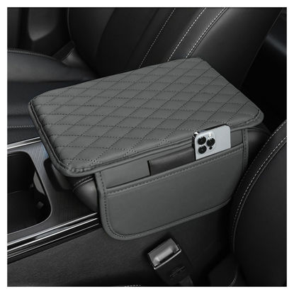 Picture of Stacool Upgraded Car Center Console Cover,Microfiber Leather Car Armrest Cover Cushion with 2 Storage Bags,Universal Car Armrest Storage Box Car Interior Accessories for Most Vehicles (Gray)