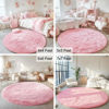 Picture of OLANLY Pink Round Rugs for Bedroom - Machine Washable, 4x4 Feet Circle Area Rugs for Living Room, Soft and Fluffy Shaggy Carpet for Teen Girls and Boys, Dorms, Nursery Rooms, Home Decor Aesthetic