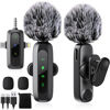 Picture of 3 IN 1 Wireless Lavalier Microphones for iPhone/Android/Camera Devices(Lightning/USBC/3.5 mm Jack), 2 Pack Mini LED Display Lapel Mic with Mute/Reverb/Noise Reduction for TikTok/YouTube/Vlog Recording