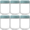 Picture of NETANY 6-pack 16oz Glass jars with Airtight Lids, Overnight Oats Containers with Lids, Wide mouth Mason Salad jars, Glass Food Storage Containers for Snacks Yogurt Spice Sugar - Green