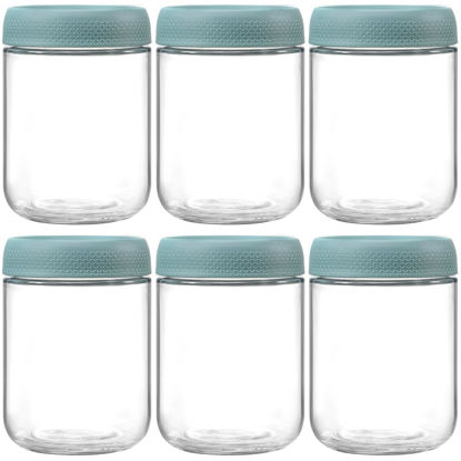 Picture of NETANY 6-pack 16oz Glass jars with Airtight Lids, Overnight Oats Containers with Lids, Wide mouth Mason Salad jars, Glass Food Storage Containers for Snacks Yogurt Spice Sugar - Green