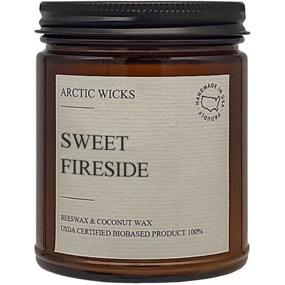 Picture of Sweet Fireside Candles | Arctic Wicks 9oz Coconut & Beeswax Candles | Campfire Sweet Scented Fireside Candles for Fall, Winter, Holidays, Gifts, Non-Toxic, Sustainable | USDA Certified 100% Biobased