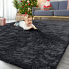 Picture of OLANLY 5x8 Machine Washable Large Area Rugs for Living Room, Bedroom, Soft Fluffy Shaggy Bedside Rug, Indoor Floor Carpet for Kids Girls and Boys, Dorms, Nursery, Home Decor Aesthetic, Black