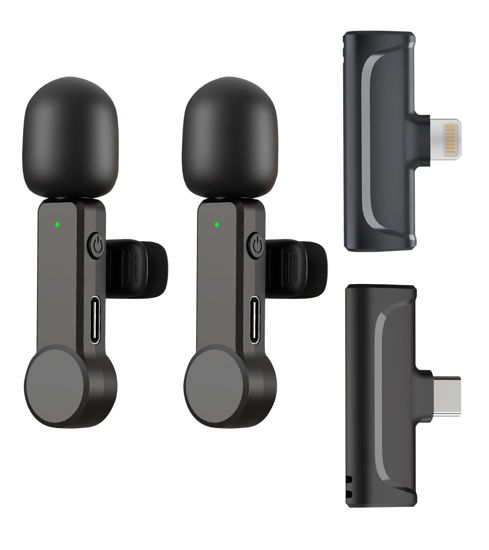 Picture of NPTCL Wireless Microphone for iPhone and Android Phones - 2 Pack Cordless Lavalier Lapel Microphone Noise Canceling Lav Mic for Video Recording Vlog TikTok Instagram