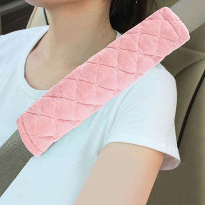 Picture of Amooca Soft Auto Seat Belt Cover Seatbelt Shoulder Pad Cushions 2 PCS for a More Comfortable Driving Universal Fit for All Cars and Backpack Dirty Pink