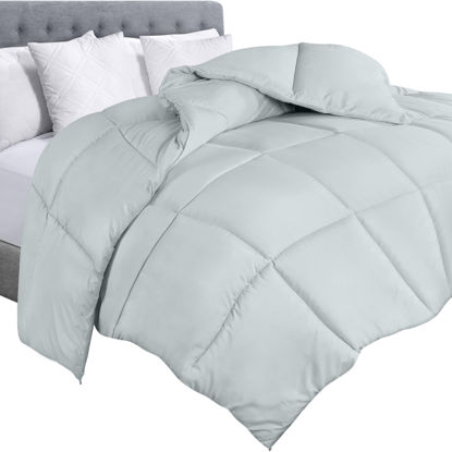 Picture of Utopia Bedding Comforter Duvet Insert, Quilted Comforter with Corner Tabs, Box Stitched Down Alternative Comforter Twin (Light Grey)