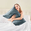 Picture of BEDELITE Satin Pillowcase for Hair and Skin, Super Soft and Cooling Similar to Silk Pillow Cases 2 Pack with Envelope Closure, Gift for Women Men(20"x36" King Size, Space Grey)