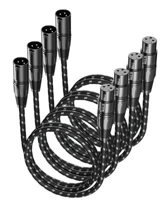 Picture of VANDESAIL XLR Cables, XLR Microphone Cable 3ft 4 Pack, Braided Balanced Mic Cable Male to Female 3 Pin Connector for Microphones, Mixer, Speaker Systems and More