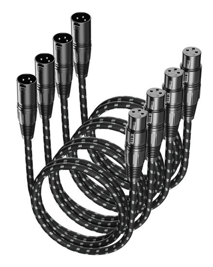 Picture of VANDESAIL XLR Cables, XLR Microphone Cable 3ft 4 Pack, Braided Balanced Mic Cable Male to Female 3 Pin Connector for Microphones, Mixer, Speaker Systems and More
