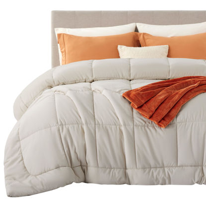 Picture of Bedsure Comforter Duvet Insert - Quilted Comforters California King Size, All Season Duvet, Down Alternative Bedding, with 8 Tabs, Gifts for Women/Men, Linen, California King 96 X 102 Inches