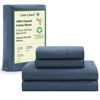 Picture of LANE LINEN 100% Organic Cotton Full Sheets Set 4-Piece Pure Percale Long Staple Soft Bedding Breathable Fits Mattress Upto 15" Deep - Navy