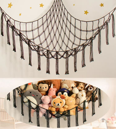 Picture of mirolam Stuffed Animal Storage Hammock Net - Toy Hammock Net for Stuffed Animals Corner - Hanging Stuff Animal Organizer Holder Large Organization Boys Room Decor