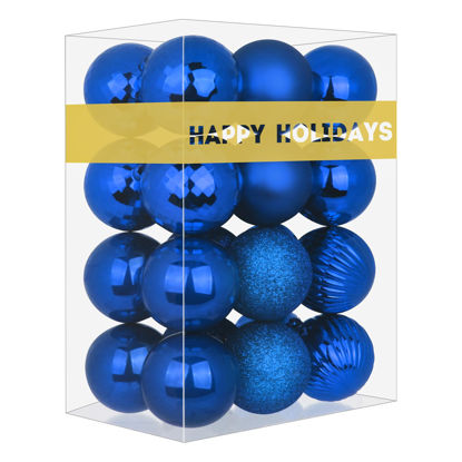 Picture of Royal Blue 1.6" Small Christmas Balls Christmas Tree Decoration Ornaments Shatterproof Hanging Balls for Birthday Halloween Holiday Wedding Decorations Set of 24pcs