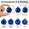 Picture of Royal Blue 1.6" Small Christmas Balls Christmas Tree Decoration Ornaments Shatterproof Hanging Balls for Birthday Halloween Holiday Wedding Decorations Set of 24pcs