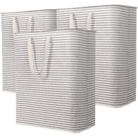 Picture of Lifewit 3 Pack Laundry Hamper Large Collapsible Laundry Baskets, Freestanding Waterproof Clothes Hamper with Easy Carry Handles in Laundry Room Bedroom Bathroom College Dorm for Adults, Gray, 3 x 125L
