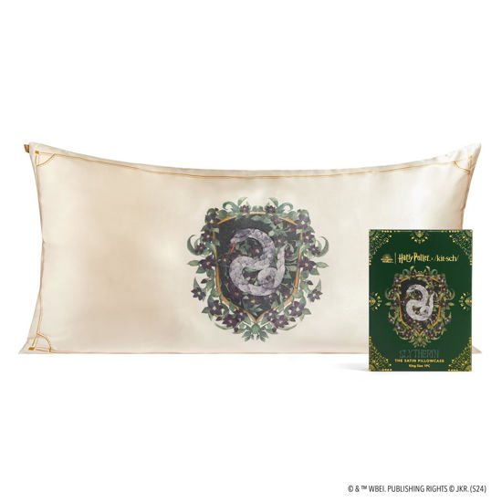 Picture of Kitsch x Harry Potter Slytherin Satin Pillowcase with Zipper for Hair & Skin - Double-Sided, Softer Than Silk, Wrinkle-Free, Machine Washable, Frizz Control, Breakout Prevention - King Size (19x36)