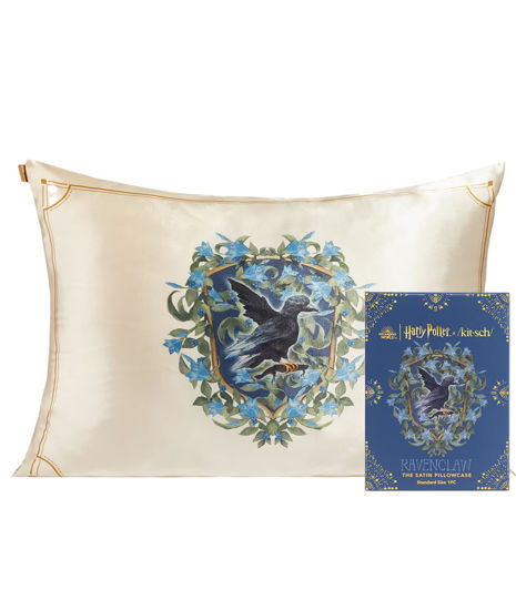 Picture of Kitsch x Harry Potter Ravenclaw Satin Pillowcase with Zipper for Hair & Skin - Double-Sided, Softer Than Silk, Wrinkle-Free, Machine Washable, Frizz Control, Breakout Prevention - Queen/Standard