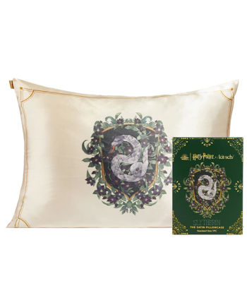 Picture of Kitsch x Harry Potter Slytherin Satin Pillowcase with Zipper for Hair & Skin - Double-Sided, Softer Than Silk, Wrinkle-Free, Machine Washable, Frizz Control, Breakout Prevention - Queen/Standard