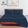 Picture of LANE LINEN 100% Organic Cotton Twin Bed Sheet Set, 3 Pc Twin Size Sheet Set, Soft & Breathable Twin Sheet Set Boys, Hotel Style Bedding Sheets & Pillowcases, 15" Deep Twin Fitted Sheet - Estate Blue