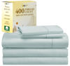 Picture of Split King Sheets for Adjustable Bed, Soft 100% Cotton Sheets, 400 Thread Count Sateen, Includes Twin XL Fitted Sheets, Deep Pocket Sheets, Cooling Sheets, Beats Egyptian Cotton Claims (Seafoam)