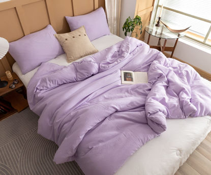 Picture of ROSGONIA King Size Comforter Set Lavender, 3pcs (1 Boho Purple Comforter & 2 Pillowcases), Soft Bedding Lightweight Bedspread Blanket Quilts