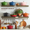 Picture of Overmont Enameled Cast Iron Dutch Oven - 5.5QT Pot with Lid Cookbook & Cotton Potholders - Heavy-Duty Cookware for Braising, Stews, Roasting, Bread Baking pink