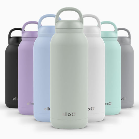 Picture of Ello Cooper Twist 40oz Stainless Steel Water Bottle with Chug Lid | Leak Proof | Double Walled and Vacuum Insulated | Built in Carry Loop | Dishwasher Safe | Sage