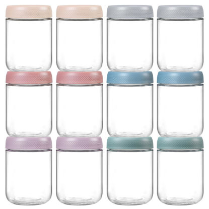 Picture of NETANY 12-pack 16oz Glass jars with Airtight Lids, Overnight Oats Containers with Lids, Wide mouth Mason Salad jars, Glass Food Storage Containers for Snacks Yogurt Spice Sugar