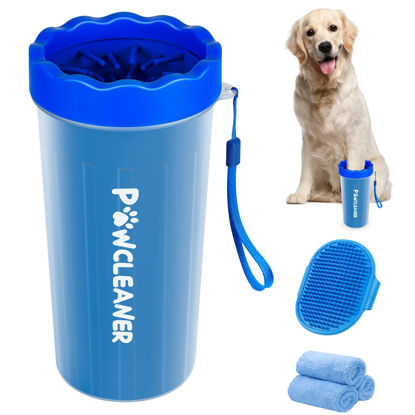 Picture of Dog Paw Cleaner, Washer, Buddy Muddy Pet Foot Cleaner for Small Medium Large Breed Dogs/Cats (with 3 absorbent towel) (Navy Blue, Large)