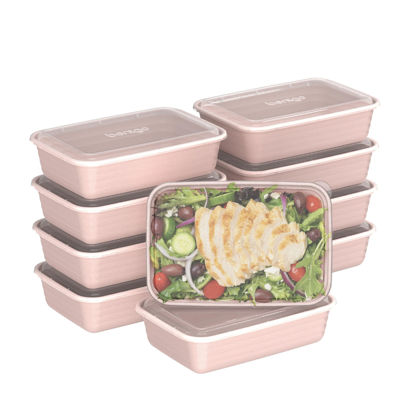 Picture of Bentgo 20-Piece Glitter Lightweight, Durable, Reusable BPA-Free 1-Compartment Containers - Microwave, Freezer, Dishwasher Safe (Glitter Garden Edition - Peony Glitter)