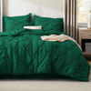Picture of Bedsure King Size Comforter Set Dark Green - Bed in a Bag King Size 7 Pieces, Pintuck Bed Set Gift for Family, Pinch Pleat Dark Green Comforter with Sheets, Pillowcases & Shams