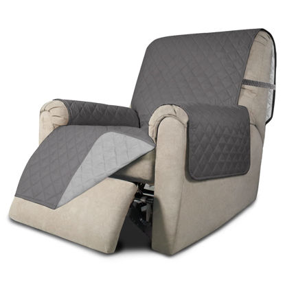 Picture of Easy-Going Recliner Chair Slipcover Reversible Sofa Cover Water Resistant Couch Cover Furniture Protector with Elastic Straps for Pets Dog (Recliner 22 inch, Gray/Light Gray)
