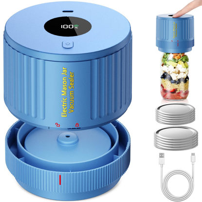 Picture of LOVE MOMENT Electric Mason Jar Vacuum Sealer Kit for Wide Mouth and Regular Mouth Mason Jar - Blue
