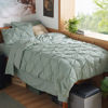 Picture of Bedsure Twin XL Comforter Set - Extra Long 5 Pieces Dorm Bedding Sets, Pinch Pleat Sage Green Bed in a Bag with Pintuck Comforter, Sheets, Pillowcase & Sham